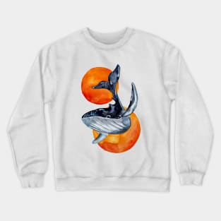 Blue Whale and Golden Balls Crewneck Sweatshirt